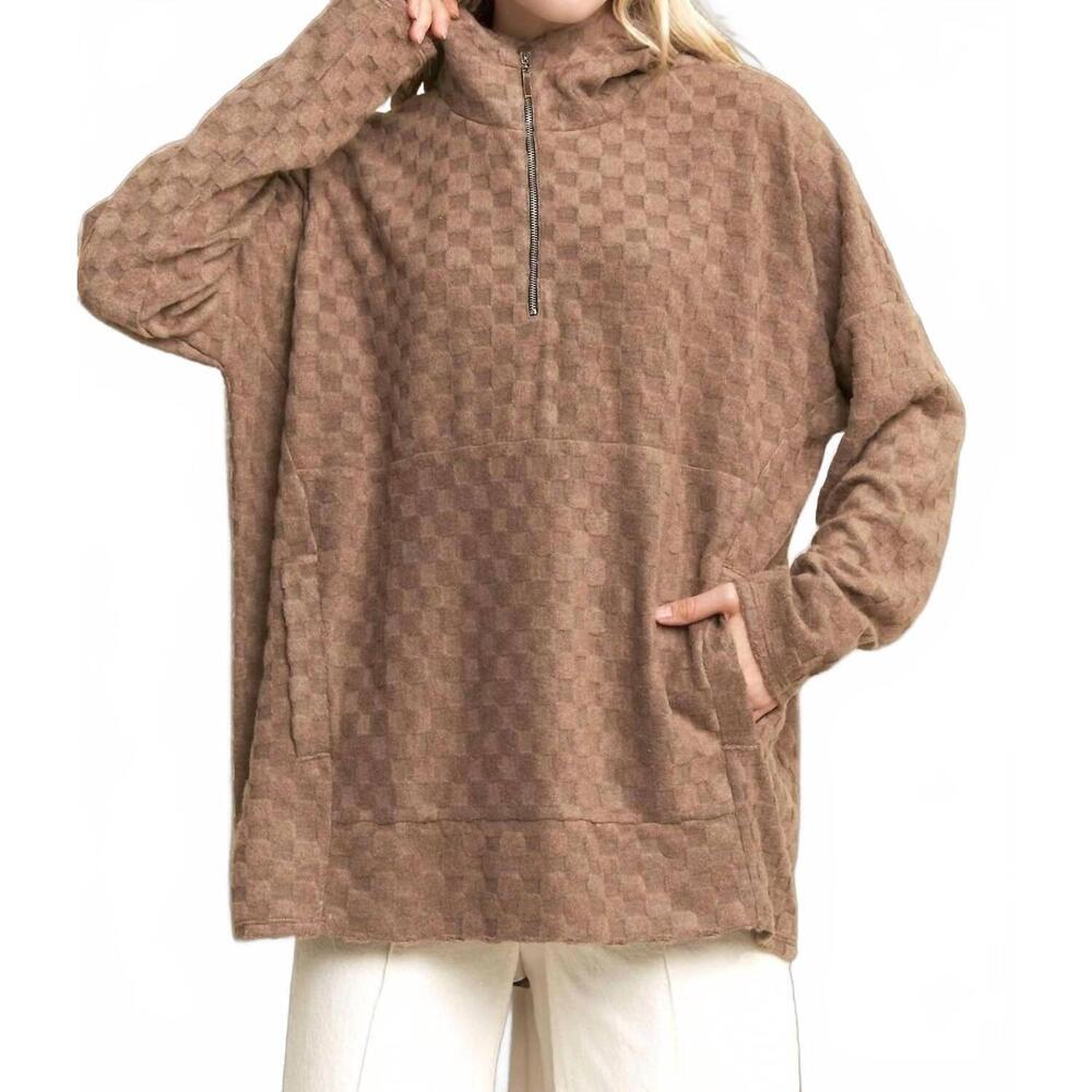 NEW HEIMISH USA kelsey textured hoodie in mocha